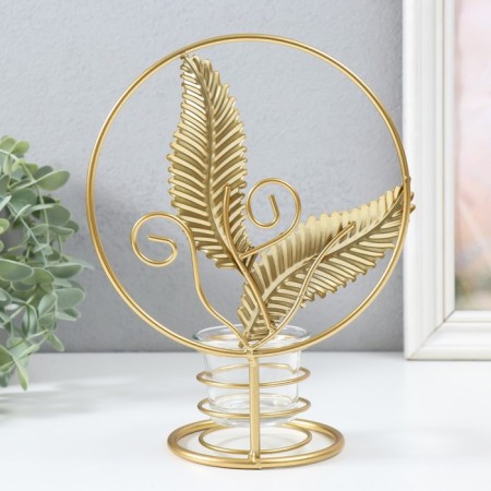 Summary Metal for 1 candle "Golden leaves in a circle" d = 4.5 cm gold 16x9.5x21 cm-3