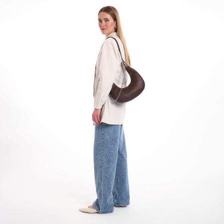 Bag Women's Sobo on the zipper Textura, average size, brown color-10
