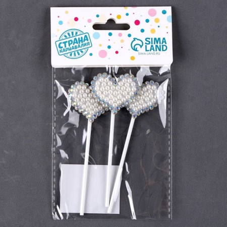 Set for decorating the cake "Brilliant hearts", in a set of 3 pcs.-4