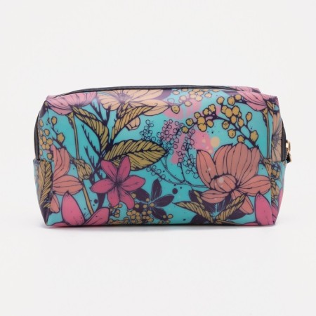 Cosmetic bag with zipper, turquoise color-2