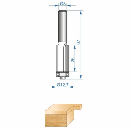 Clesteric Encor Prof 46163, straight, on wood, d = 8 mm, 12.7 x 26 mm-3