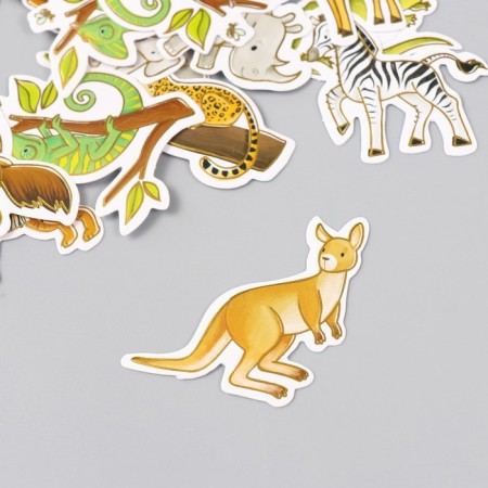 Stickers for creativity "Wild animals" embossing gold set 48 pcs 9x7x0.8 cm-3