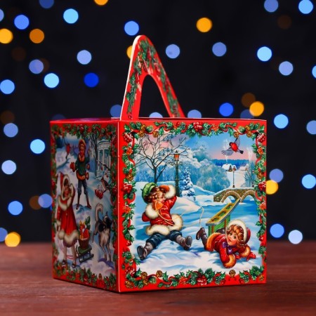 Gift box Cube large "Vintage" 120x120x120 (+60)-3