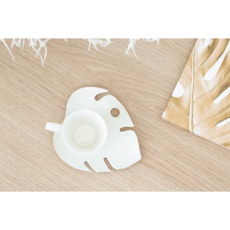 Tea couple ceramic "White Monster", a mug of 100 ml, a saucer 15x14 cm, white color-7