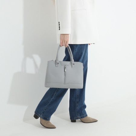 Lightning tout bag, outer pocket, long belt, gray color-7