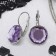 Earrings with rhinestones "Bright classic" in framing, lilac color in silver, d = 1.4 cm