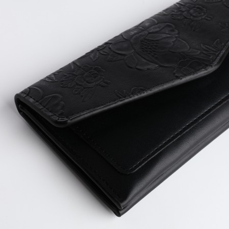 Women's wallet on the button, black color-2