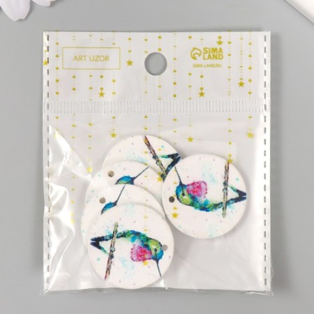 Decor for creativity wood "Circle. Hummingbirds on a branch" d = 3 cm-2
