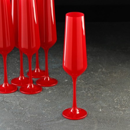 Set of glasses for champagne "Sandra", 200 ml, 6 pcs, color red-1
