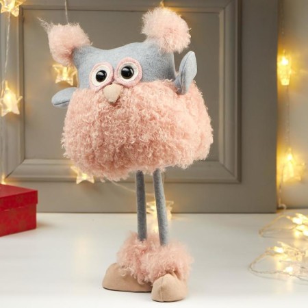Interior doll "owl in pink curly coat" 42x15x19 cm-4