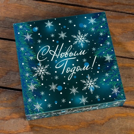 Box for 8 sweets + chocolate, with a window, "snowflakes", 17.7 x 17.85 x 3.85 cm-2
