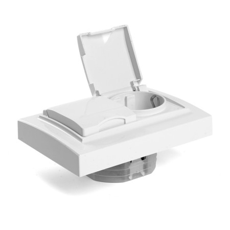 2-seater s/s outlet with a lid, Stekker series Erna, PST16-9015-01, White-3