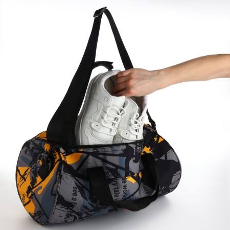 Sports bag, textura, average size, gray/yellow color-6