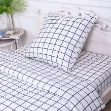 Bed linen 1.5p tattersol, white-gray color 150x210cm, 150x210cm, 70x70 cm, calico, 120 g/m, cotton 100%