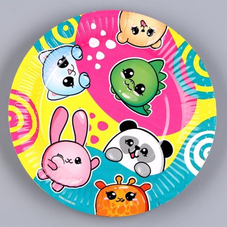 Disposable paper plate "stickers", bright, 18 cm-1