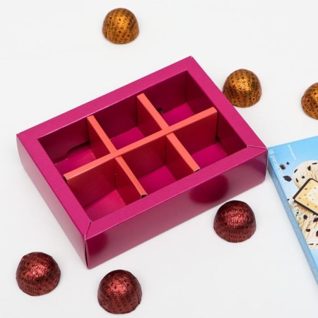 Box for sweets 6 pcs, "dark roses", 13.7 x 9.85 x 3.86 cm-2