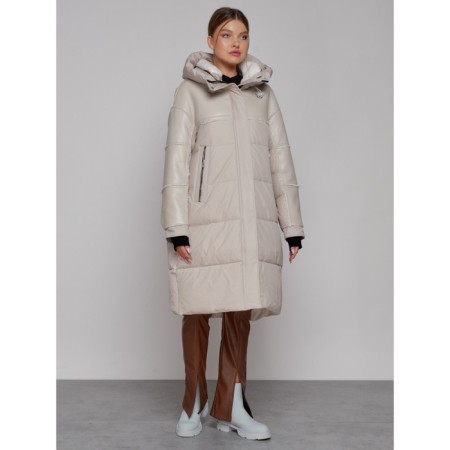 Coat insulated winter female, size 42, beige color-2