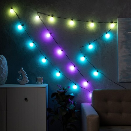 Smart garland "thread" 6 m with nozzles "Balls", IP20, dark thread, 20 LED, glow RGB, USB-2