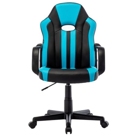 Playing armchair Brabix Stripe GM-202, eco-leather, black/blue-1