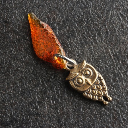 Talisman Talisman "owl", brass, amber-1