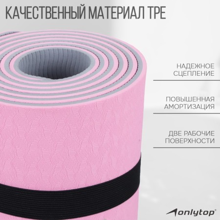 Fitness and yoga mat, 183x61x0.6 cm, gray/pink color-1