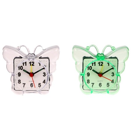 Clock - alarm clock "butterfly", discrete move, dial d -5.5 cm, 9 x 8 cm, mix-2