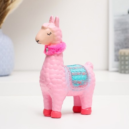 Piggy bank "Lama with a saddle saddle" Pink, 14x7x21cm-1