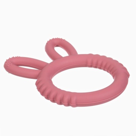 Silicone teether for teeth "Bunny", red color, crumb I-2