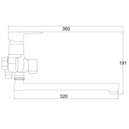 Bath mixer RMS PL6-006E, single-leaf, pour length 300 mm, without watering can, white-3