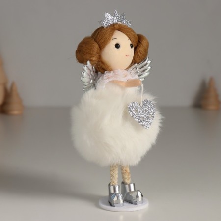 Interior doll "Princess Angel in a fluffy heart dress" 7x7x16 cm-1