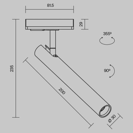 Technical TR141-1-6W3K-M-M-FOCUS T, 81.5x30x235 mm, LED, 6W, 280LM, 3000K, Black and Brass Currer Pinat-10