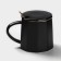 Ceramic mug with a spoon Simple, 350 ml, black color