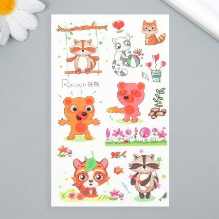 Tattoo on the body color "Forest animals" 7.5x12 cm