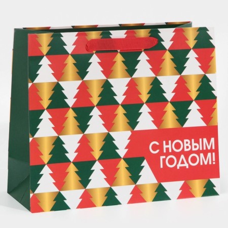 Laminated horizontal “Multi -colored Christmas trees”, ML 27 x 23 x 11.5 cm, New Year-1