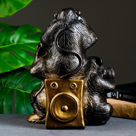 Pig a case "Monkeys: I hear everything, I see everything, I will say everything" bronze, 30cm-2