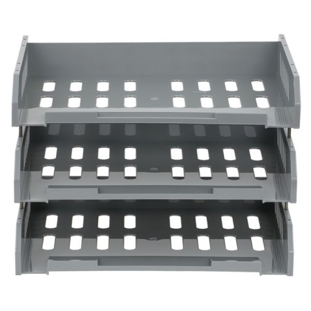 A set of horizontal boots for paper with wide loading "City", 3 pieces, on metal rods, gray-2