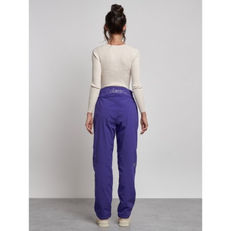 Warmed female trousers, size 50, purple color-16