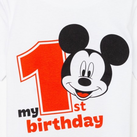 T-shirt "My 1st Birthday", Mickey Mouse, Belaya, R.26, height 74-80 cm-1