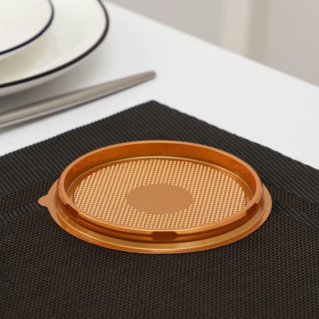 Container plastic disposable pr-S-85D, round, cover, D = 11 cm, golden color-7