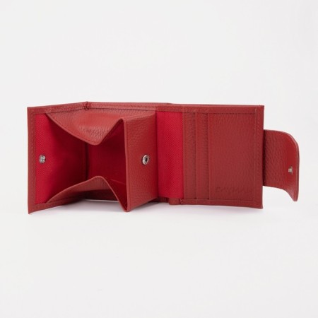 Women's wallet on the button, red color-3