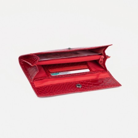 Women's wallet on the button, red color-3