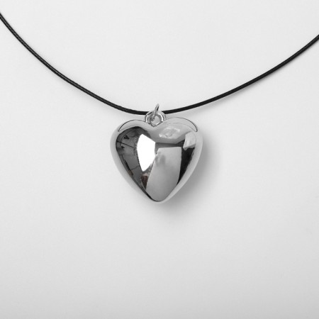 Pendant on the cord "heart" voluminous, color silver with black, 30+5 cm-2