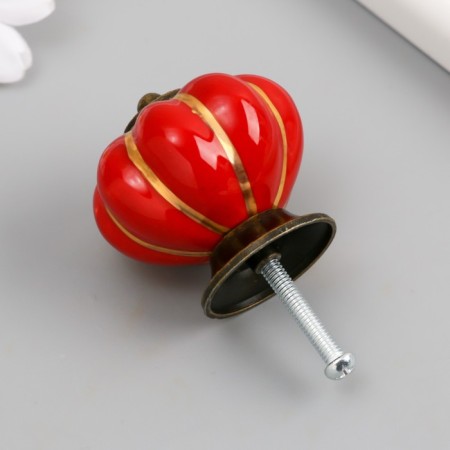 Handle for the casket ceramics, metal "Pumpkin" red 4x4x4 cm-1