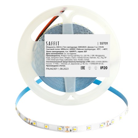 SAFFIT LED strip, 5 m, SMD2835, 60 LED/m, 6 W/m, 12V, glow neutral white-1