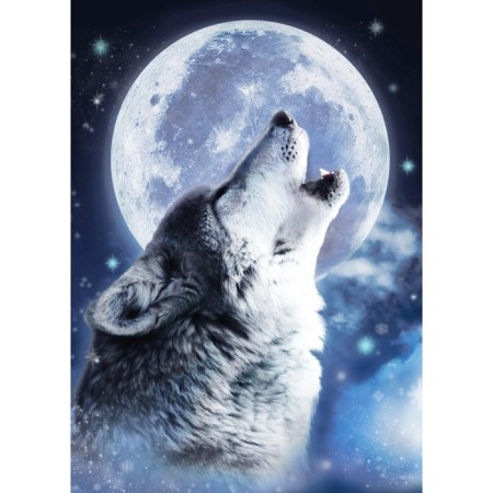 Diamond mosaic with full filling on the canvas "Wolf", 15 x 21 cm-1