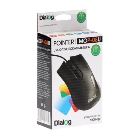 The mouse Dialog MOP-08U Pointer Optical, wired, optical, 3 buttons, 1200 dpi, USB, black-5