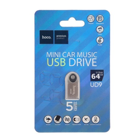 Флешка Hoco UD9 Insightful, 64 Гб, USB2.0, чт до 25 Мб/с, зап до 10 Мб/с, металл, серая-4