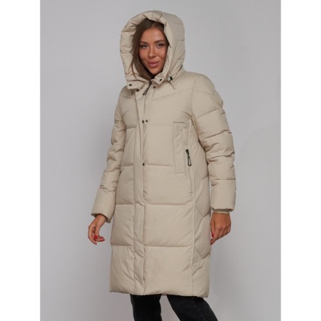 Coat insulated winter female, size 50, beige color-5