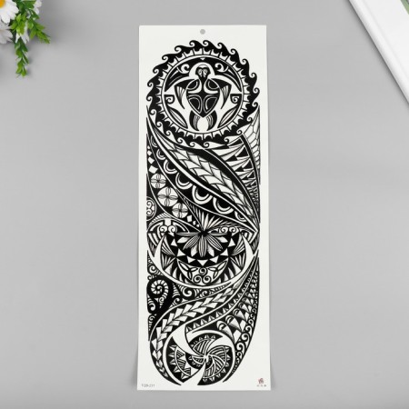 Tattoo on the body black "turtle on the sleeve" 48x17 cm