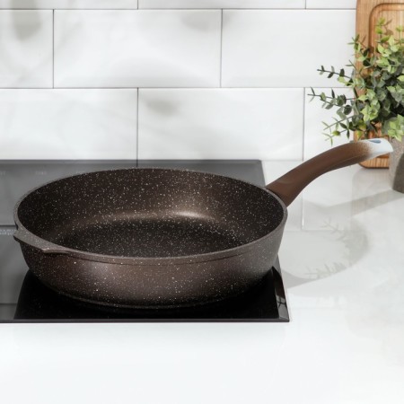 Pan, d = 28 cm, plastic handle, anti -stick coating, color coffee marble-5